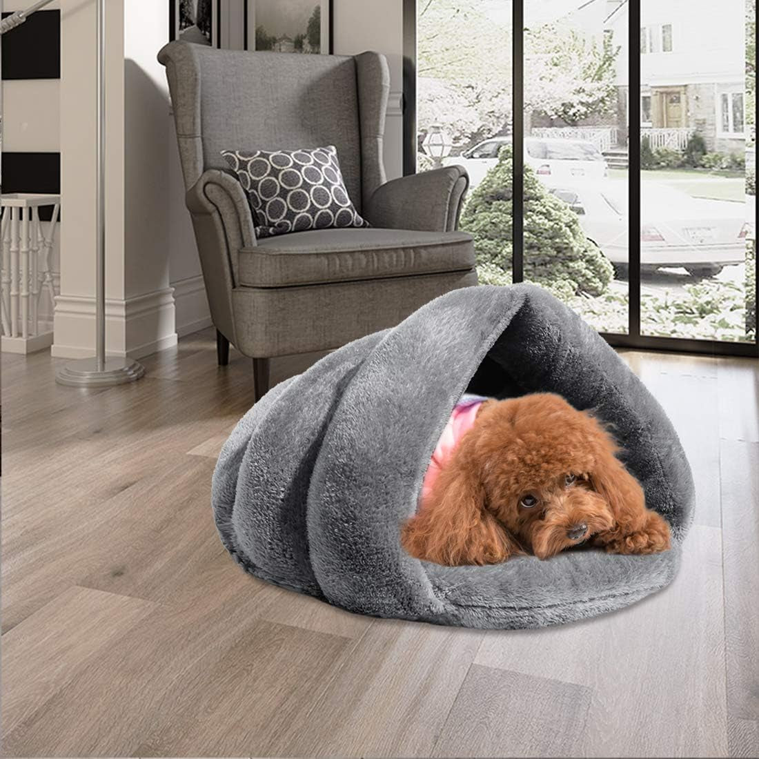 Cozy Self-Warming Cat Cuddle Cave Bed - Perfect Winter Retreat for Indoor Cats and Puppies