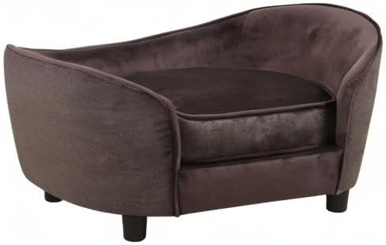 Luxurious Velvet & Linen Pet Sofa Bed with Removable Washable Cushions - Perfect for Small Dogs and Cats (Brown)
