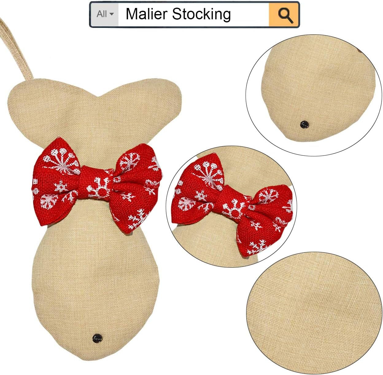 Festive Jute Cat & Dog Christmas Stocking - Red Snowflake Fish Shape for Your Beloved Pets