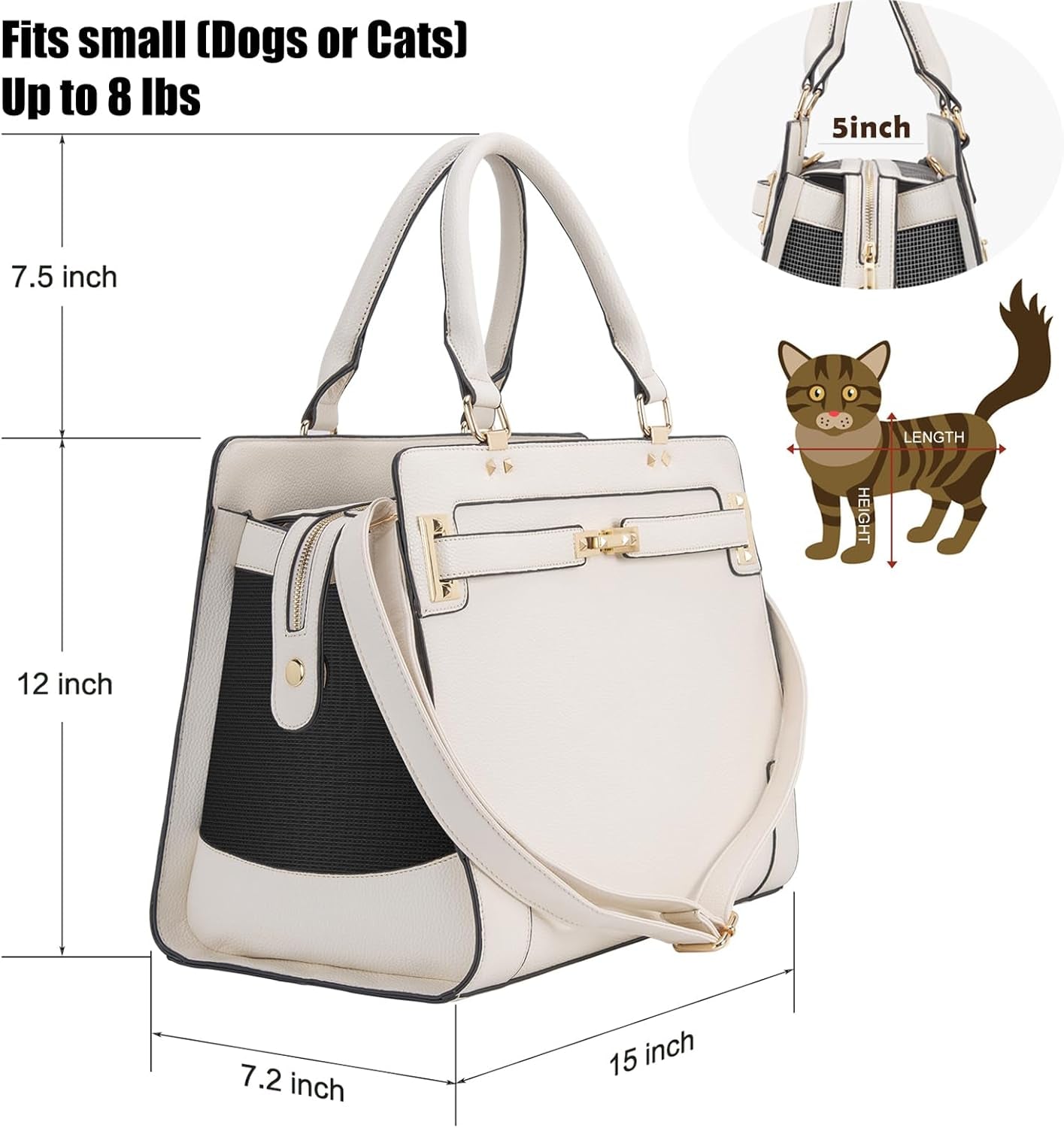 Chic Beige Soft-Sided Pet Carrier Handbag - TSA Airline Approved Tote for Small Dogs and Cats