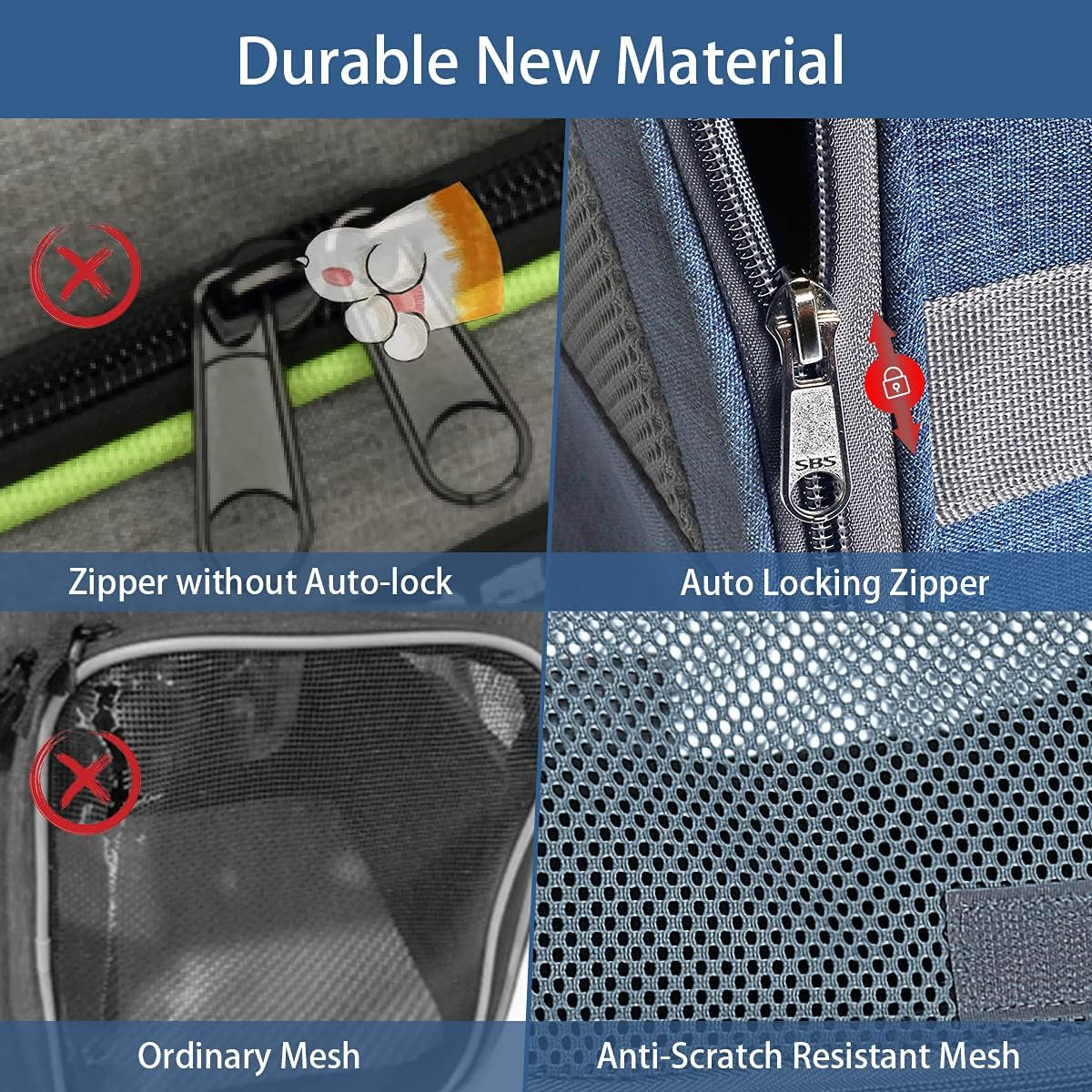 Airline Approved Soft Sided Pet Carrier for Cats & Small Dogs - Portable Mesh Travel Bag with Top Loading Design - TSA Compliant Blue Carrier