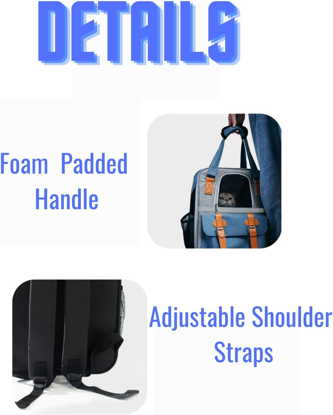 Premium Pet Carrier Backpack for Cats and Small Dogs - Comfortable, Ventilated, and Stylish for Travel and Hiking (Blue)