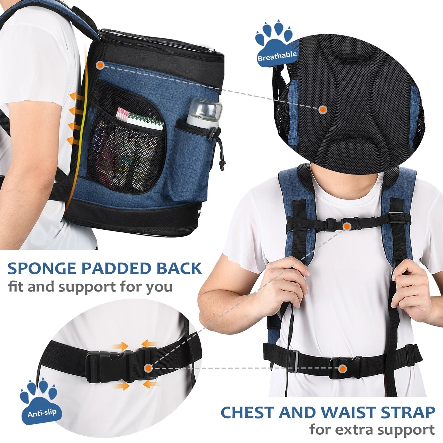 Comfortable Medium Pet Travel Backpack Carrier – Breathable Mesh with Removable Sherpa Bed for Dogs and Cats