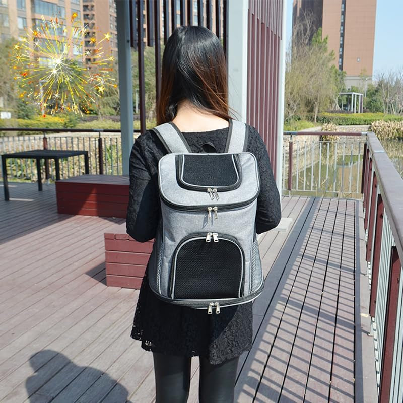 Privacy-Focused Pet Square Backpack - Stylish Carrier for Cats & Dogs, Perfect for Secret Adventures & Travel (Black, Medium)