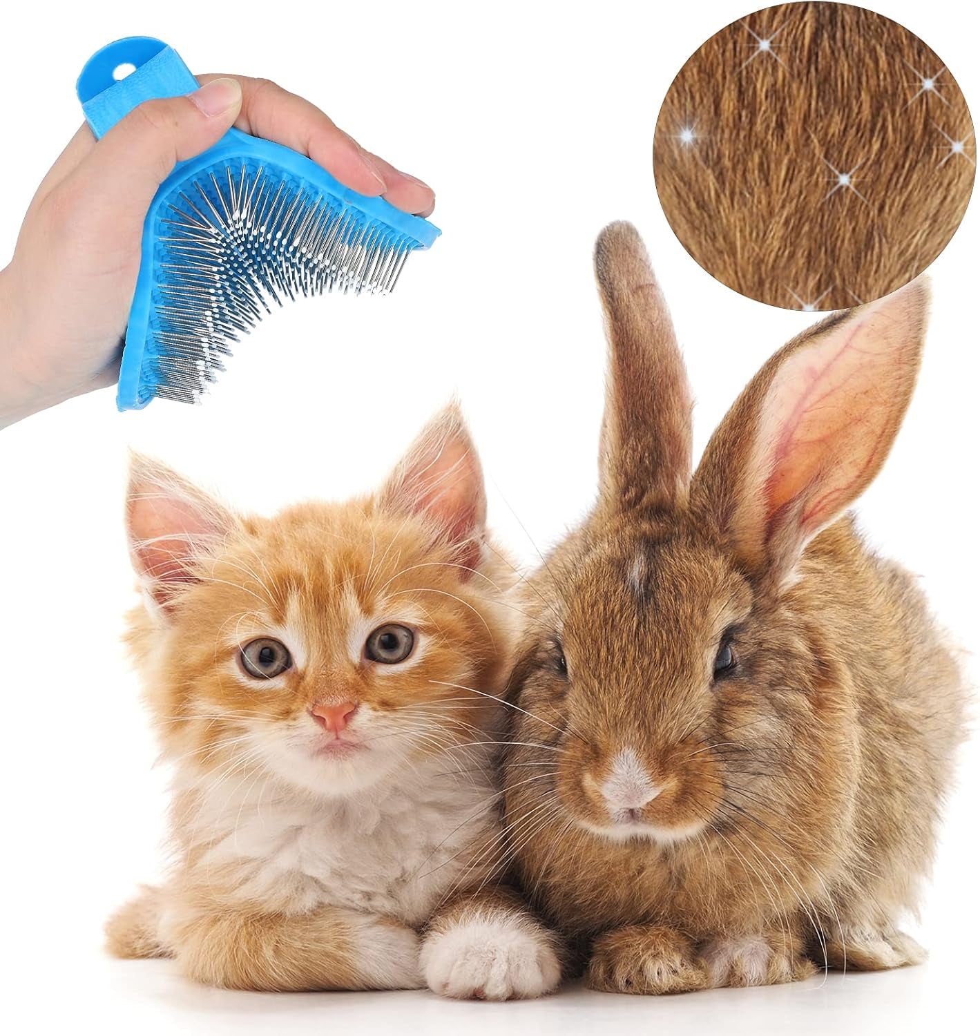Bunny Grooming Kit - 4 Piece Set with Brush, Nail Clipper, and Comb for Rabbits, Hamsters, and Guinea Pigs (Blue Series)