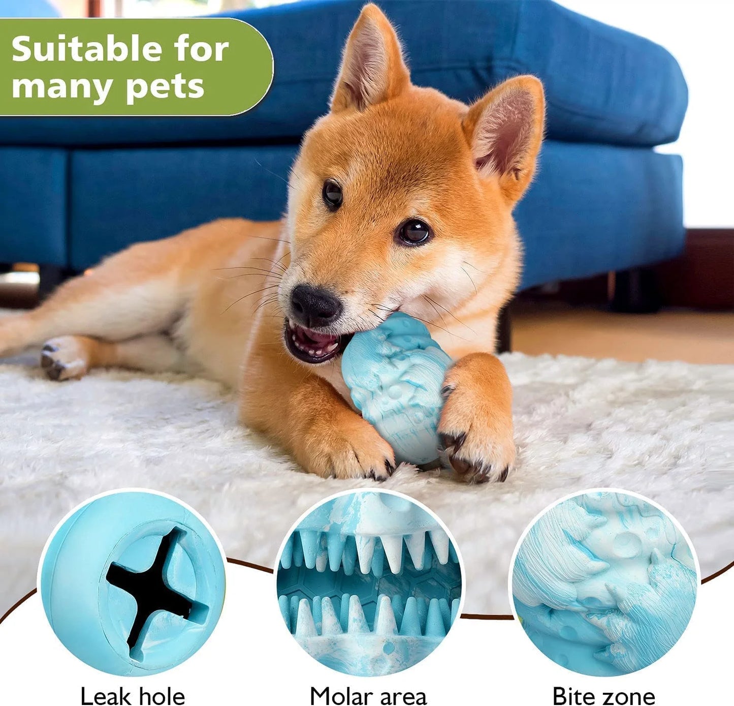 Lonew Dog Toy Treat Dispenser - Food-Safe Rubber Chew Toy for Anxiety Relief and Dental Care