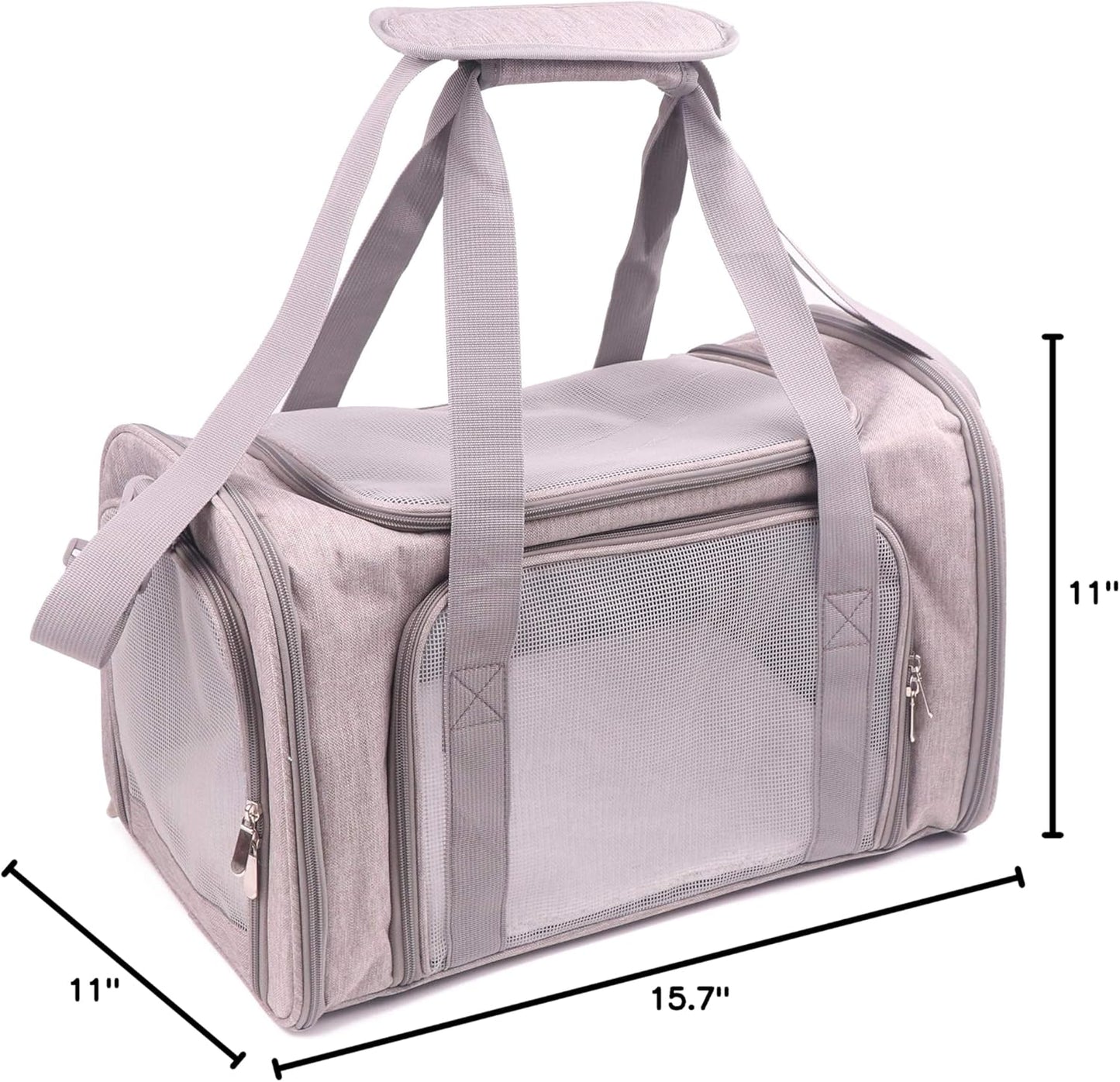 Premium Portable Pet Carrier Bag for Dogs & Cats - Airline Approved, Collapsible & Breathable Travel Solution in Grey