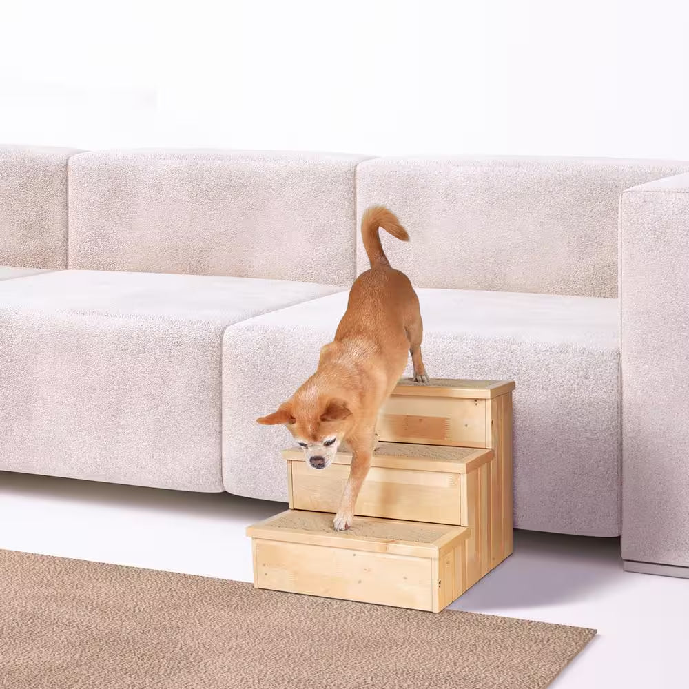 Elevate Your Pet's Comfort with Natural Birch Wooden Stairs