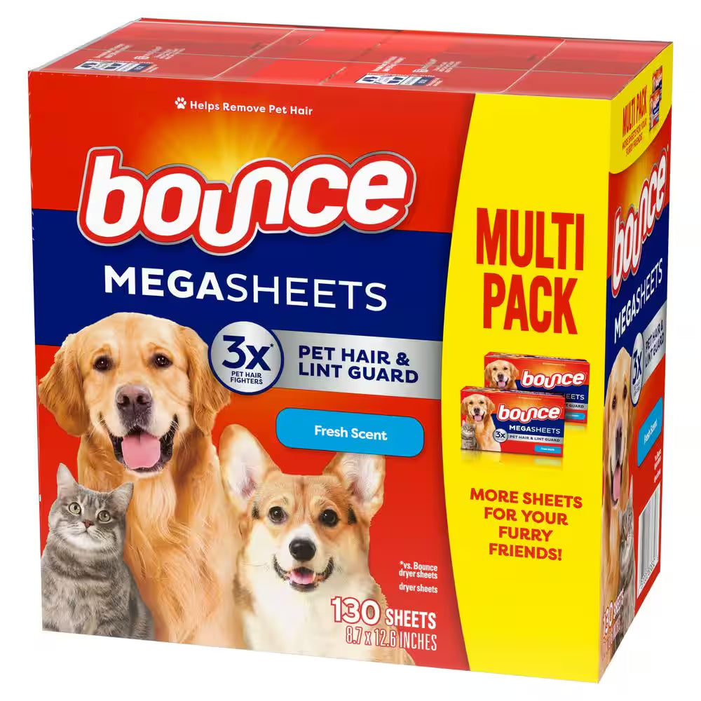 Pet Hair and Lint Guard Mega Fresh Scent Dryer Sheets (130-Count)