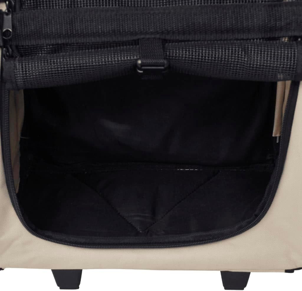 Lightweight & Durable Foldable Pet Trolley - Collapsible Travel Bag for Cats, Dogs & Small Pets - Beige with Convenient Storage Pockets