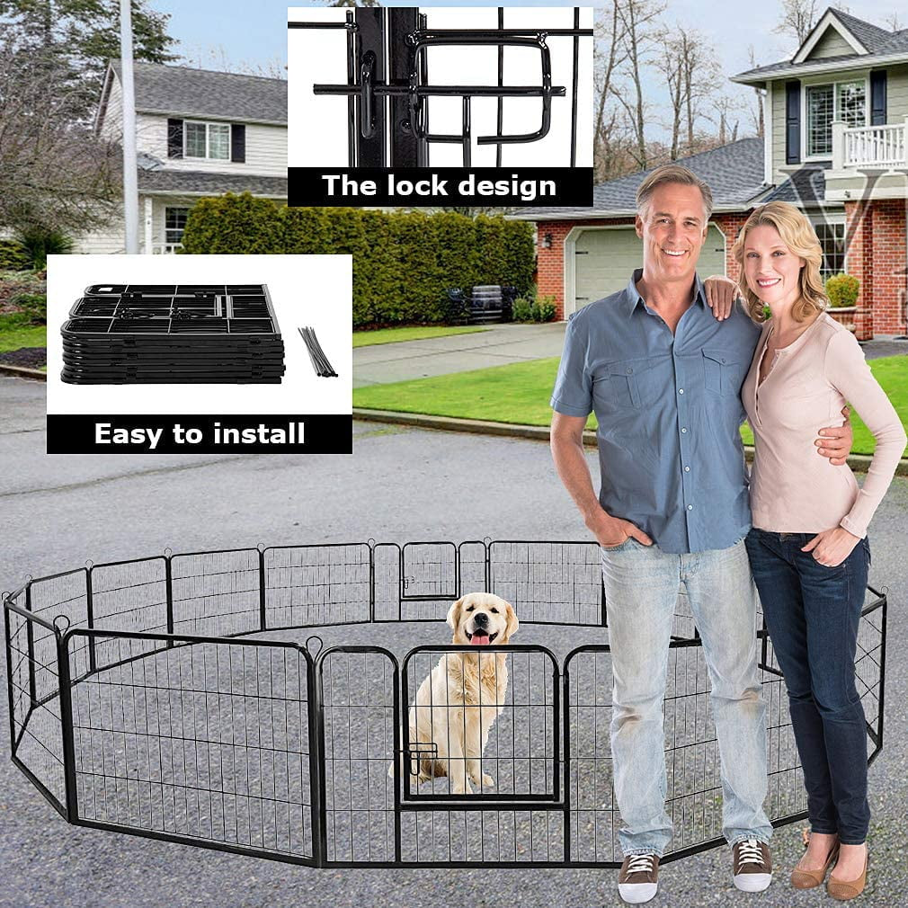 Extra Large Heavy Duty Pet Playpen - 16 Panels, 32" W x 24" H, Perfect for Dogs and Pets