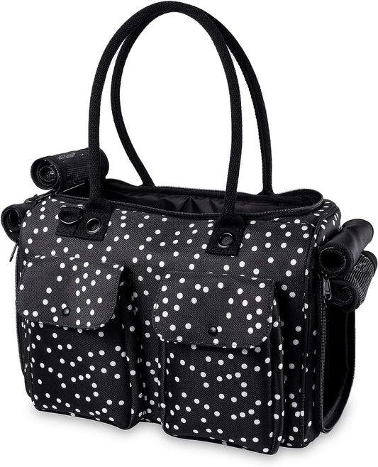 Stylish Black Polka Dot Soft-Sided Pet Carrier - Airline Approved Tote for Dogs, Cats, and Rabbits with Breathable Mesh and Convenient Pockets