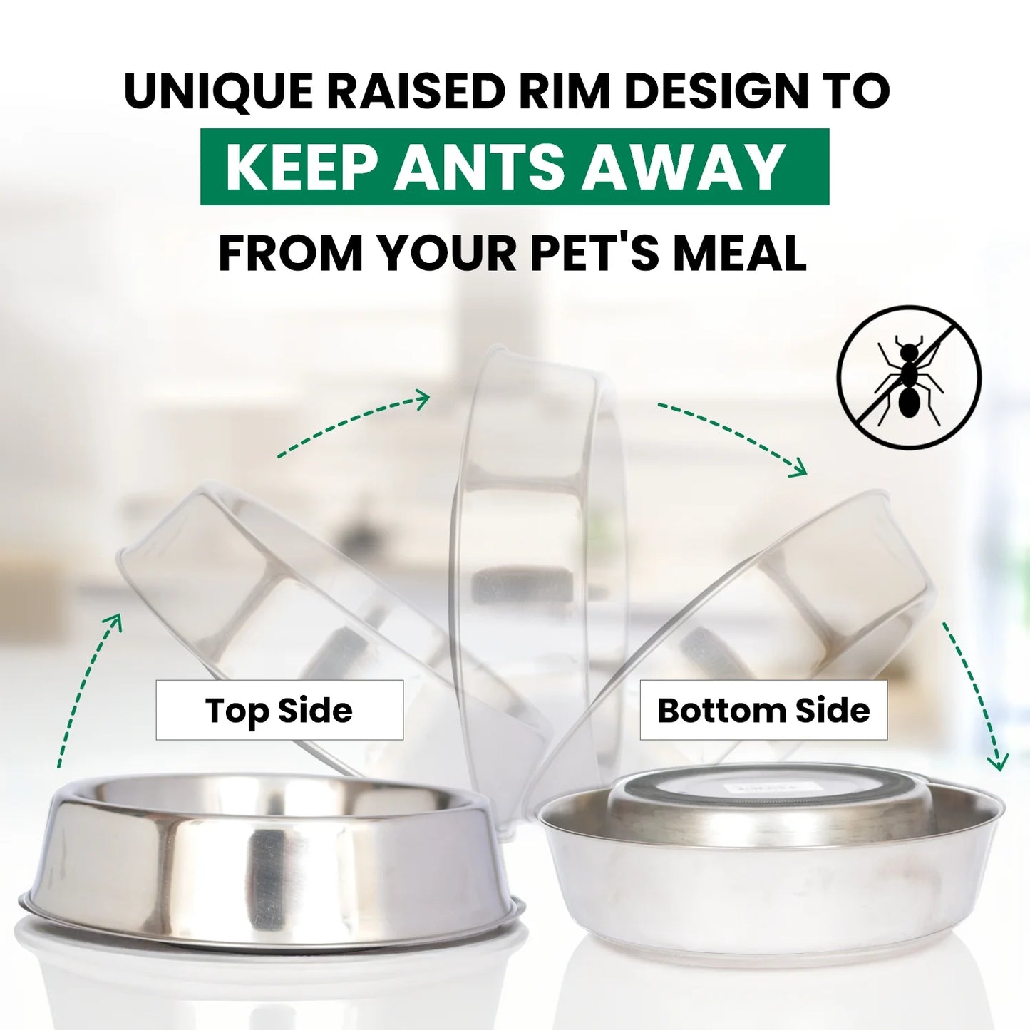Non-Skid Stainless Steel Pet Bowl for Dogs and Cats - 16 Oz (2 Cup)