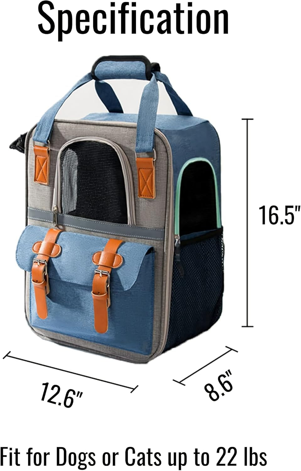 Premium Pet Carrier Backpack for Cats and Small Dogs - Comfortable, Ventilated, and Stylish for Travel and Hiking (Blue)