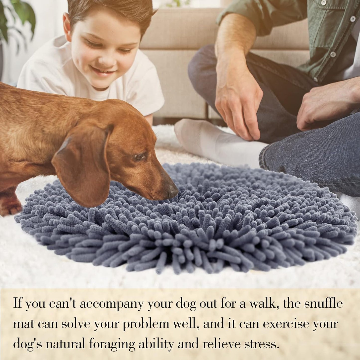 Interactive Snuffle Mat for Dogs - Slow Feeder Puzzle Toy for Stress Relief and Smell Training (Grey)