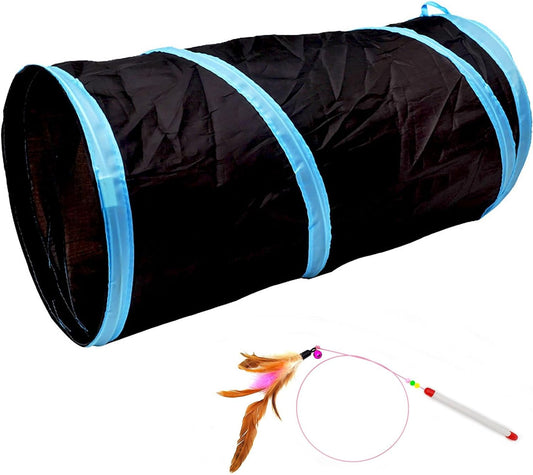 Interactive Cat Tunnel - Collapsible 20" Crinkle Play Tunnel for Cats, Kittens, Rabbits, and Puppies - Fun Indoor Pet Toy