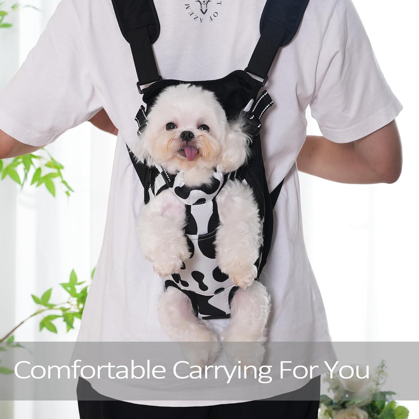 Cozy Cow Print Pet Carrier Backpack - Portable Travel Tote for Cats & Dogs, Perfect for Medium Puppies!