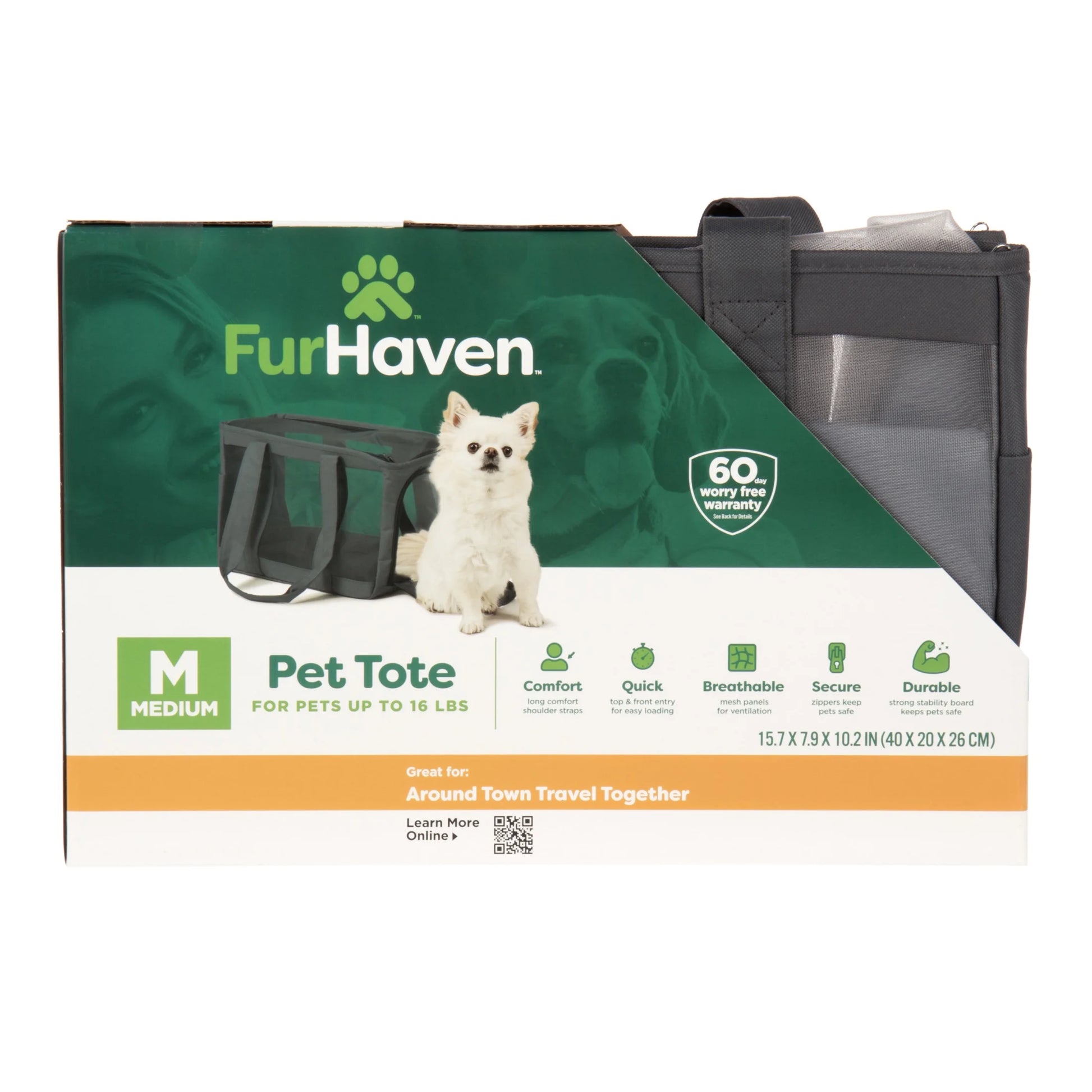 Durable Soft-Sided Pet Tote Carrier - Gray, Holds Up to 16 lbs