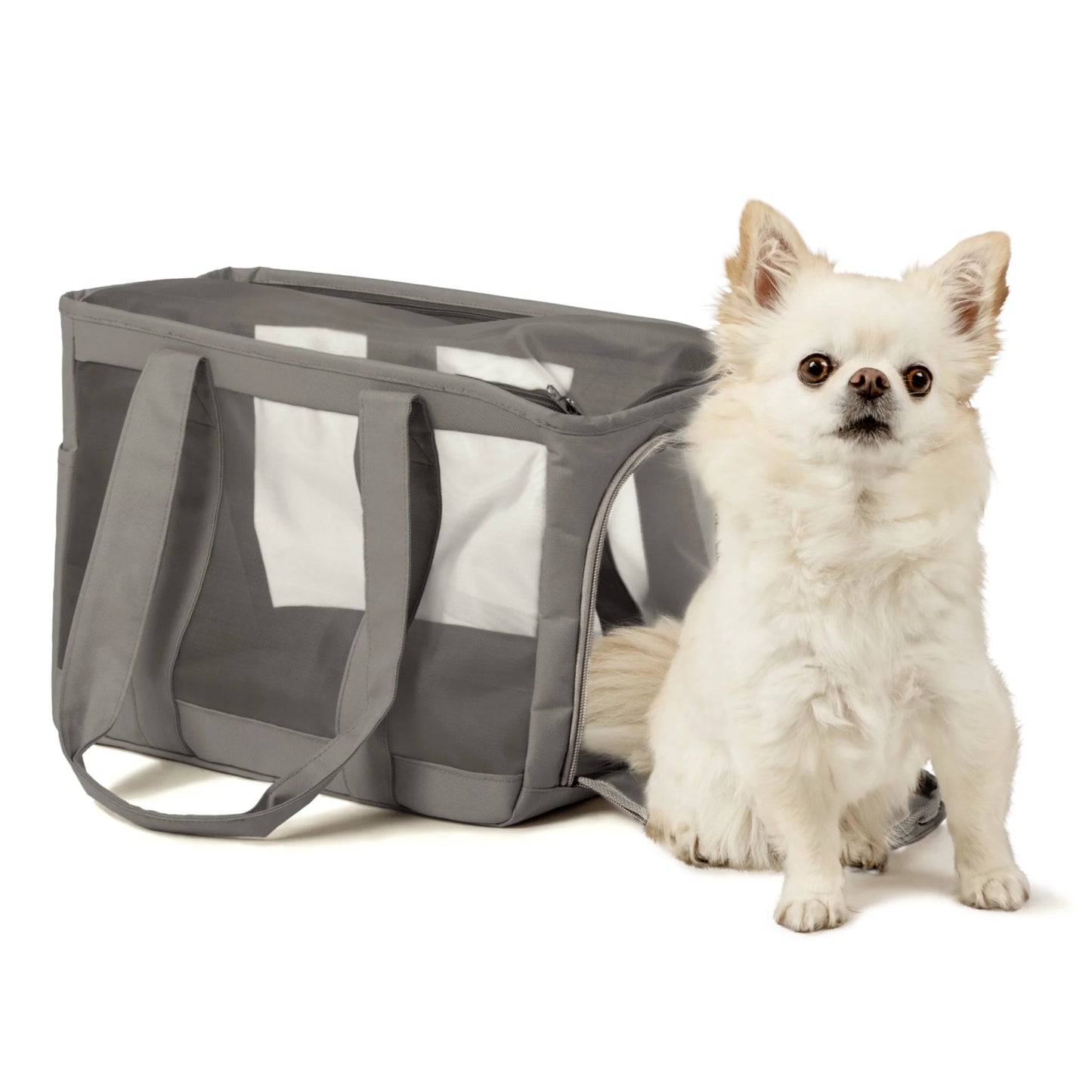 Durable Soft-Sided Pet Tote Carrier - Gray, Holds Up to 16 lbs