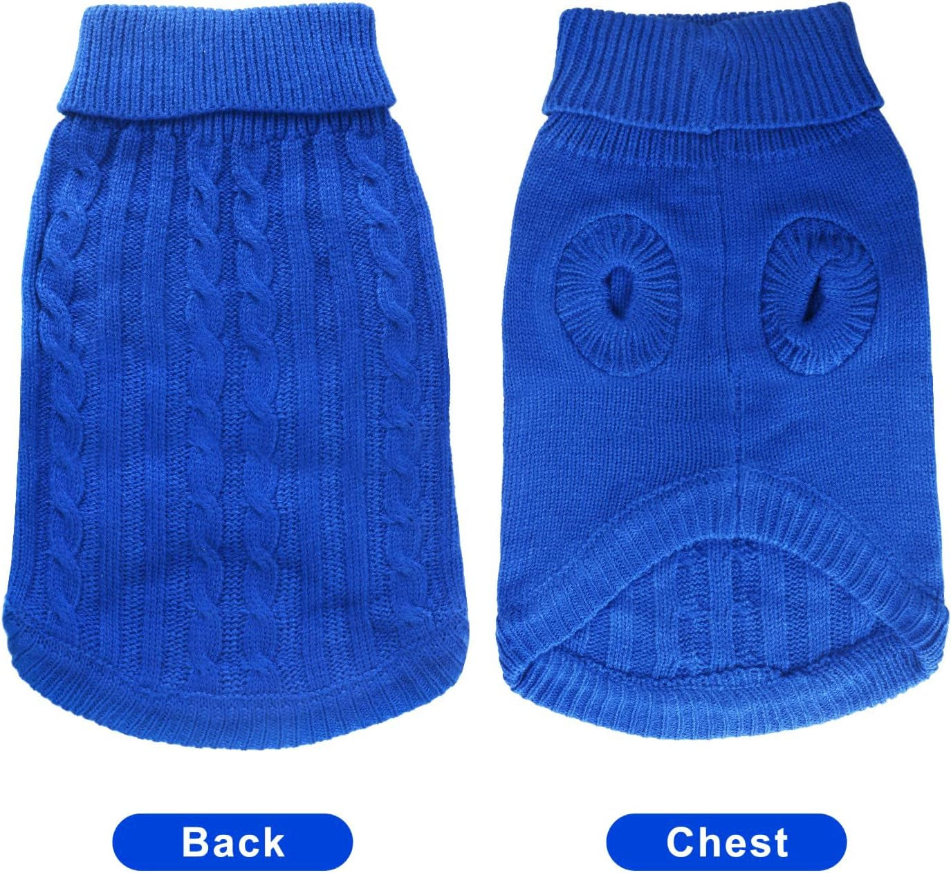 Cozy Blue Turtleneck Dog Sweater - Classic Knit Pullover for Small Dogs and Cats, Perfect Winter Apparel!
