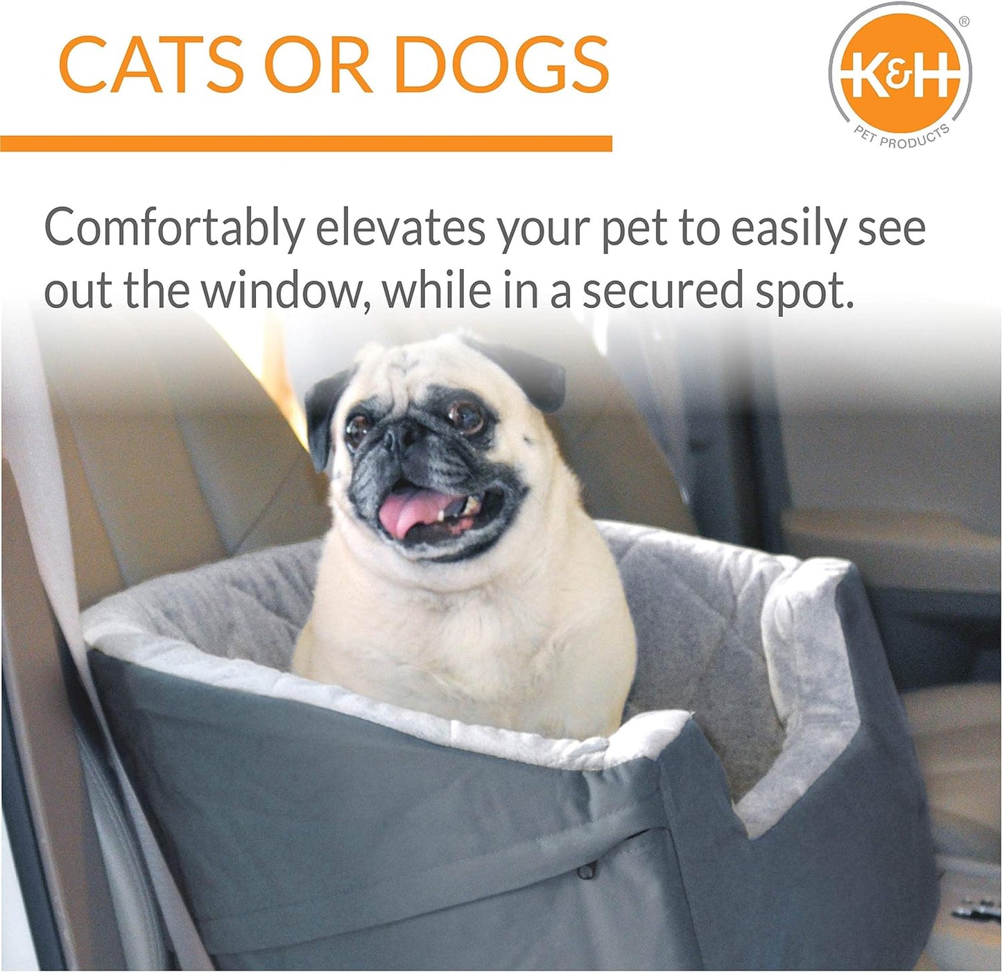 Premium Bucket Booster Dog Car Seat with Safety Leash - Washable & Sturdy Design for Small to Medium Dogs - Stylish Gray Color