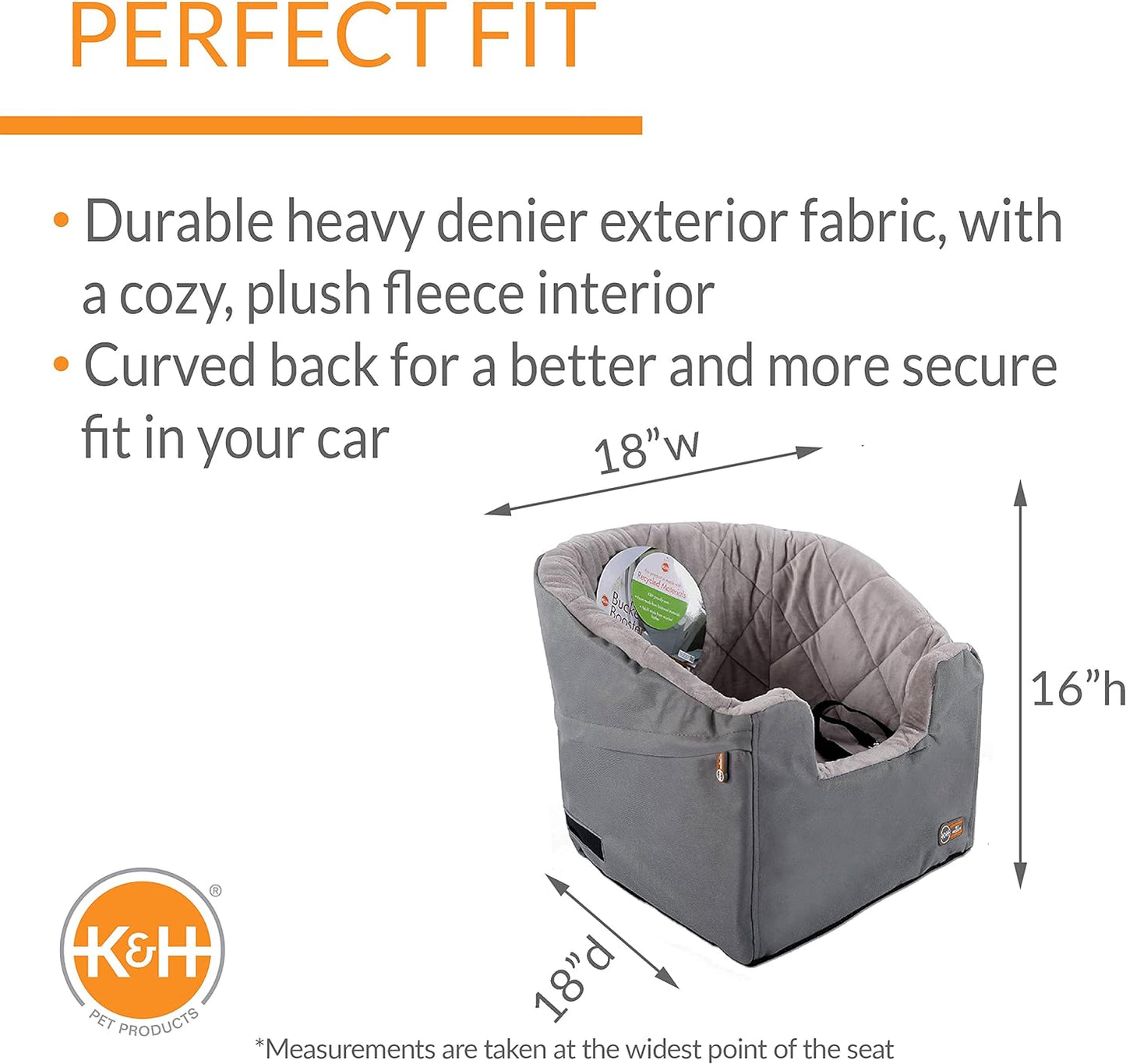 Premium Bucket Booster Dog Car Seat with Safety Leash - Washable & Sturdy Design for Small to Medium Dogs - Stylish Gray Color