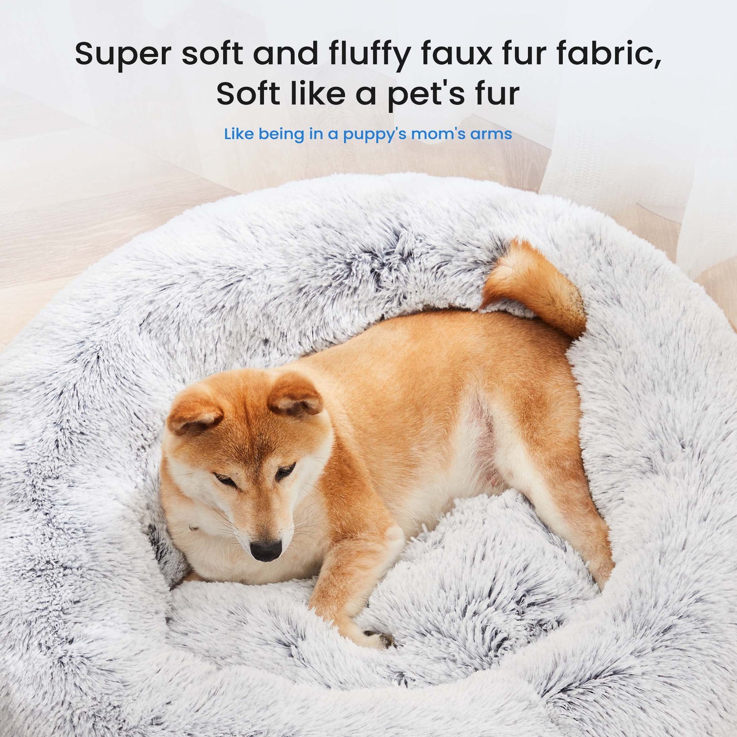 Cozy Calming 20” Donut Dog Bed for Small Pets - Soft Plush & Machine Washable, Gray