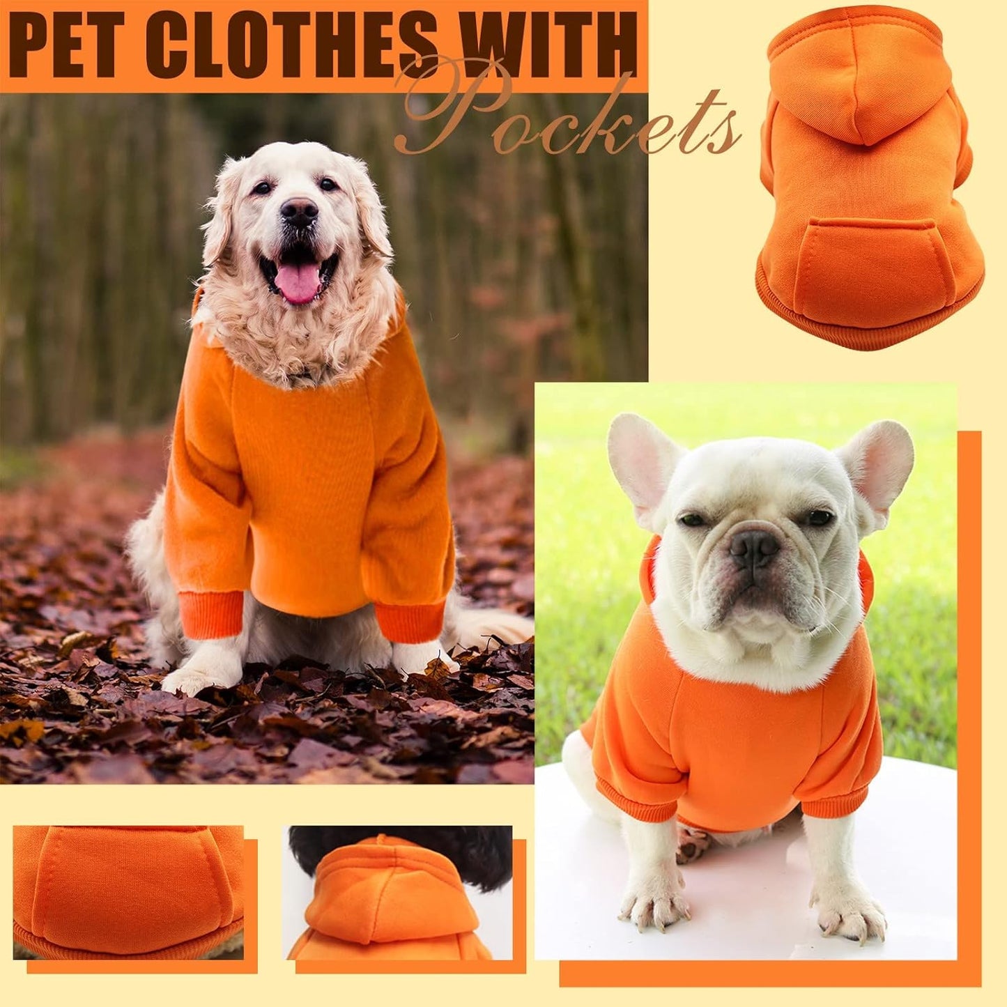 Cozy Winter Dog Hoodie with Pockets - Stylish Sweatshirt for Small Dogs & Cats, Perfect for Chihuahuas and Puppies