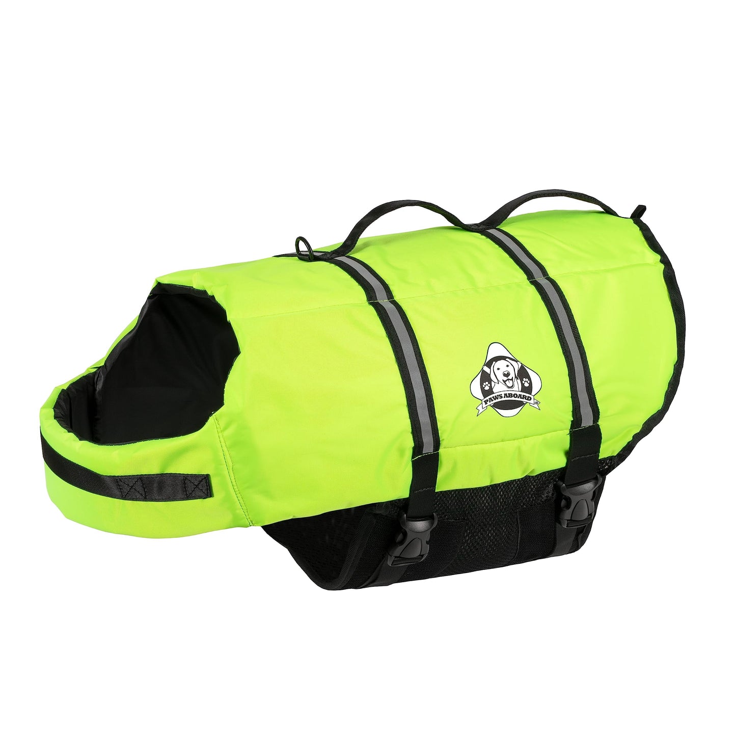 Neon Yellow Dog Life Jacket - Stylish & Safe Nylon Vest for Swimming and Boating - Large Size