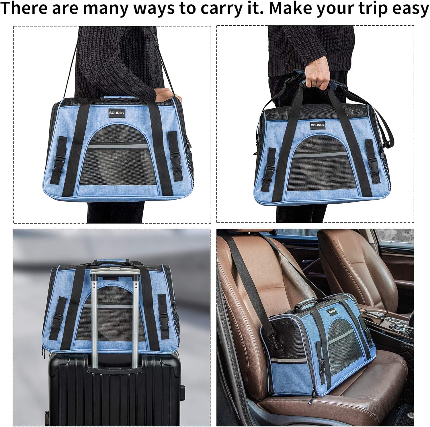 Airline Approved Cat and Dog Carrier - Foldable Pet Carrier for Small to Medium Pets