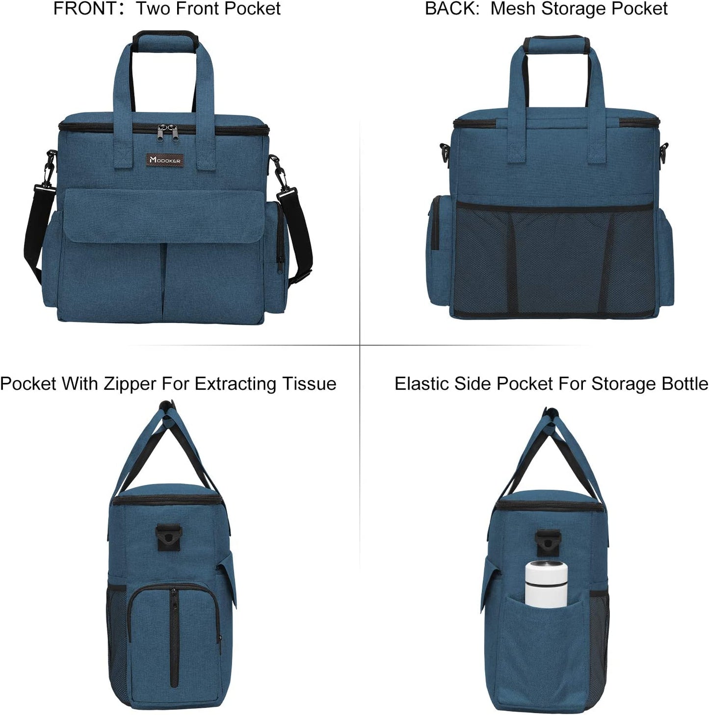 Ultimate Dog Travel Bag - Airline Approved Pet Travel Set with Food Containers, Bowls & Feeding Mat (Blue)