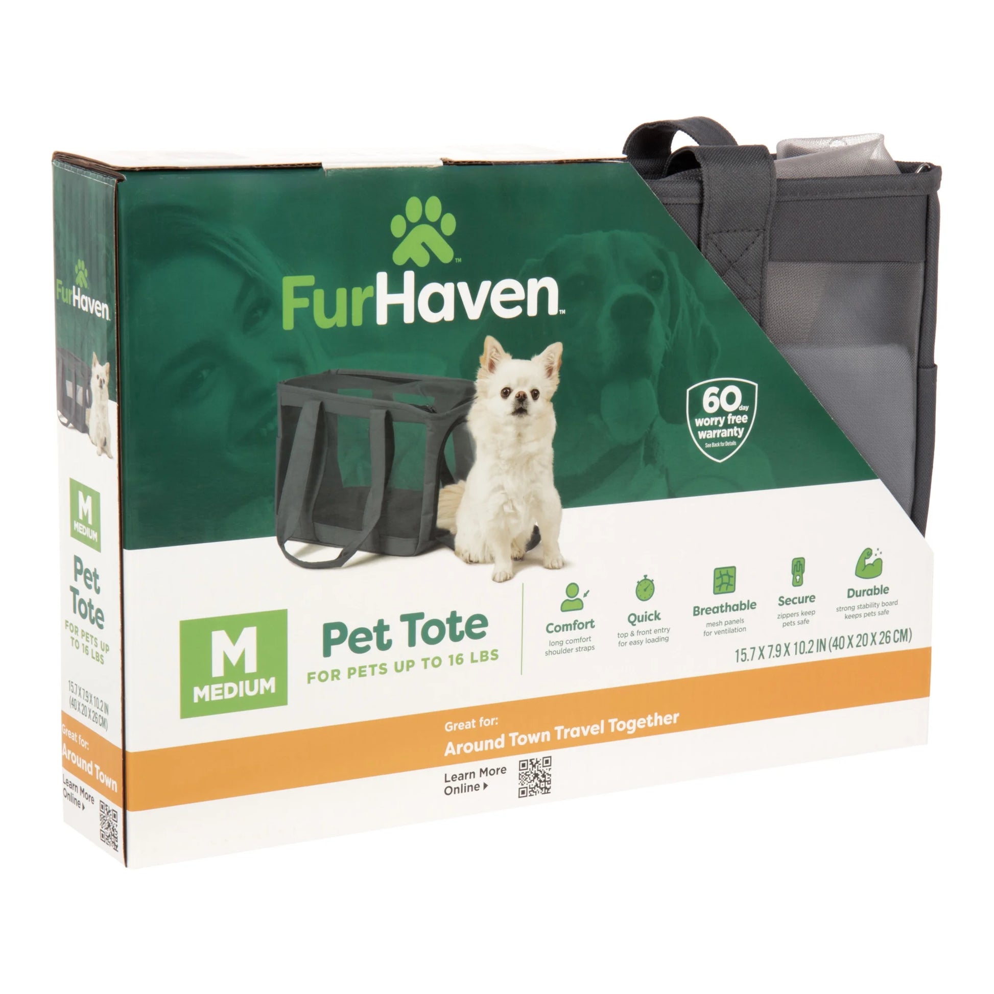Durable Soft-Sided Pet Tote Carrier - Gray, Holds Up to 16 lbs