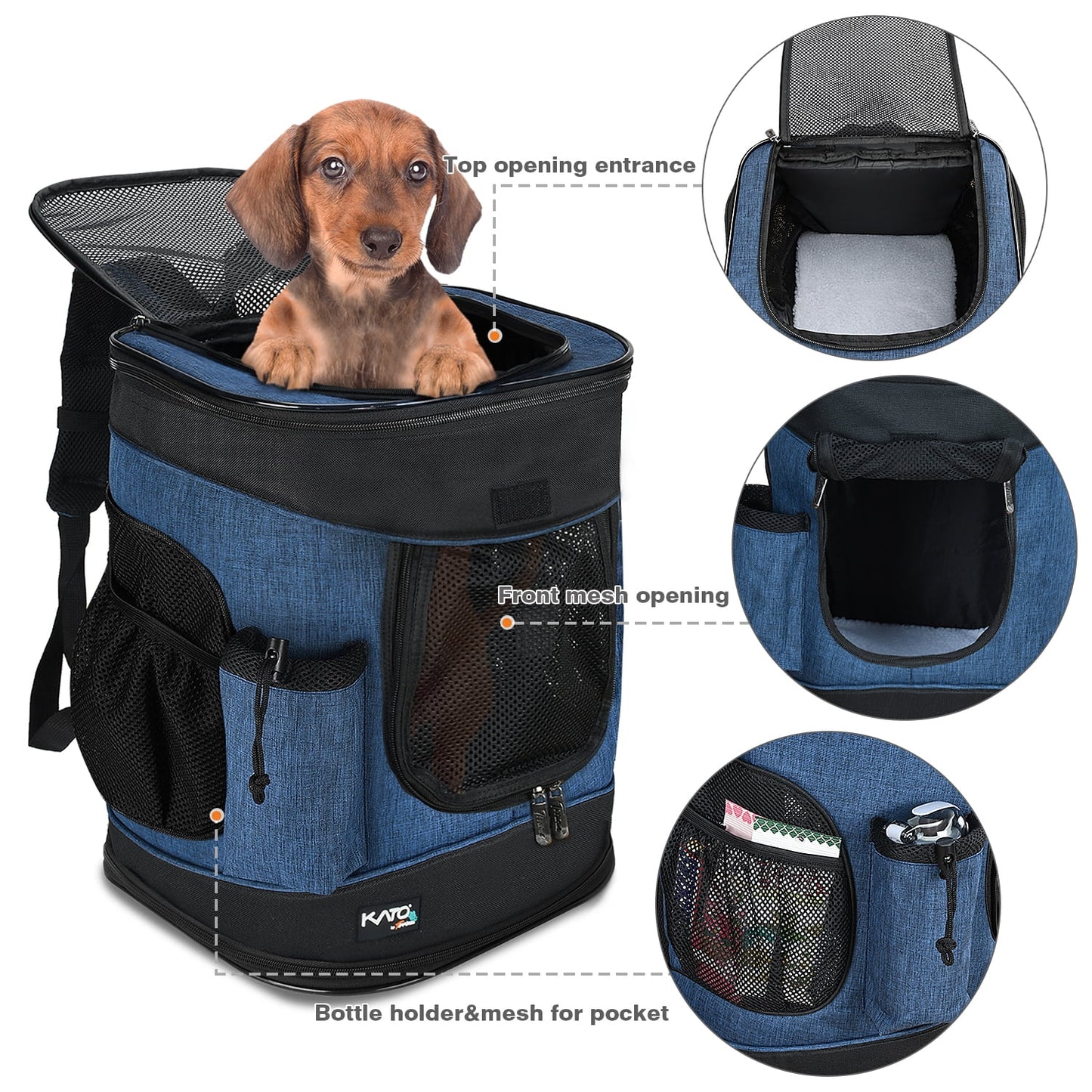 Comfortable Medium Pet Travel Backpack Carrier – Breathable Mesh with Removable Sherpa Bed for Dogs and Cats