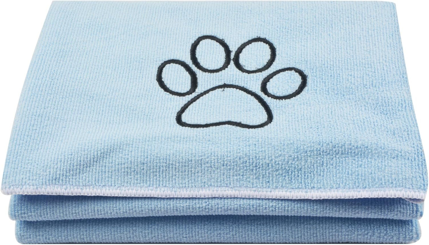 Super Absorbent Microfiber Dog Towel - 30"x50" Light Blue Drying Towel for All Dog Sizes and Cats