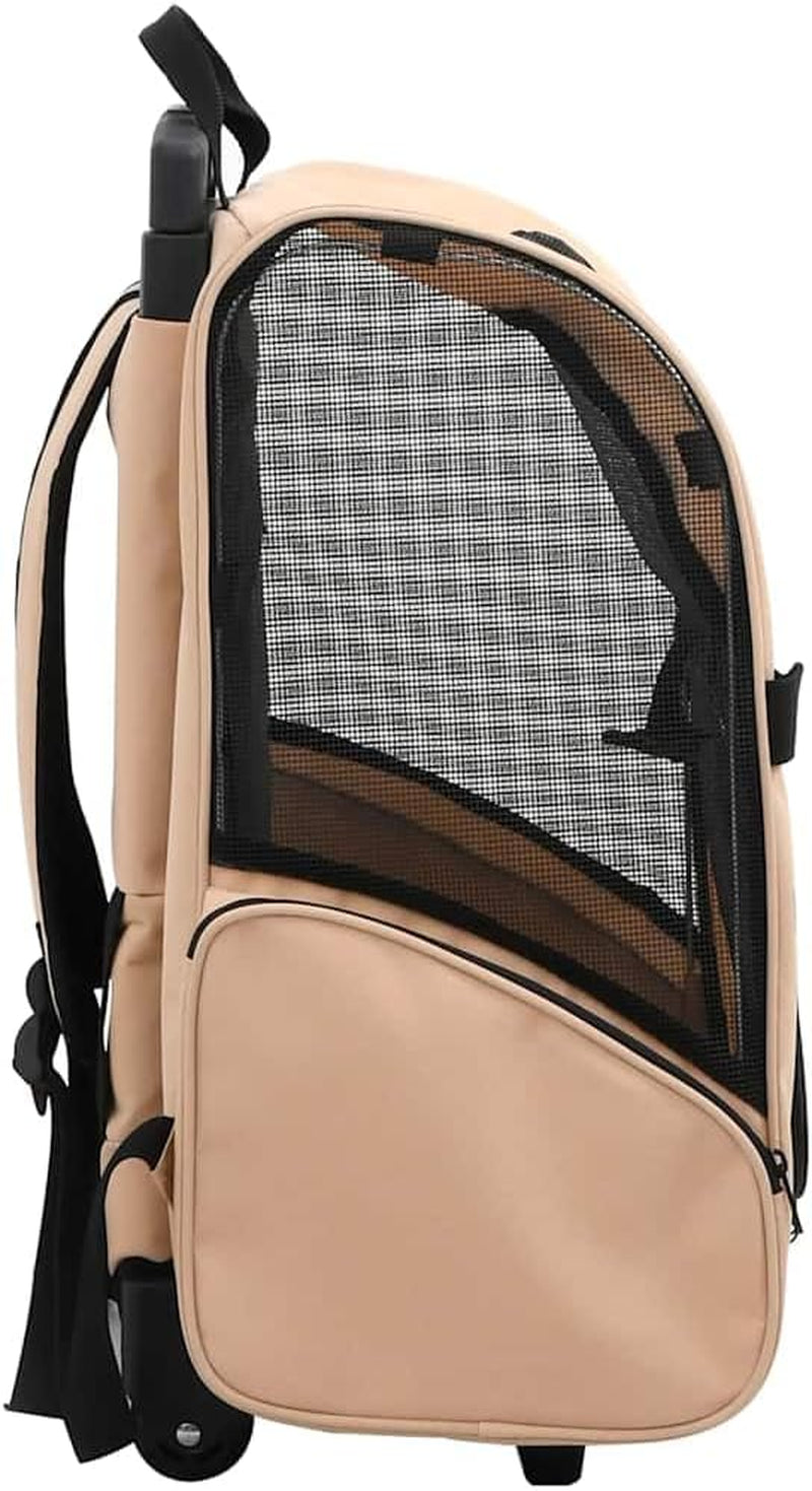 Lightweight & Durable Foldable Pet Trolley - Collapsible Travel Bag for Cats, Dogs & Small Pets - Beige with Convenient Storage Pockets