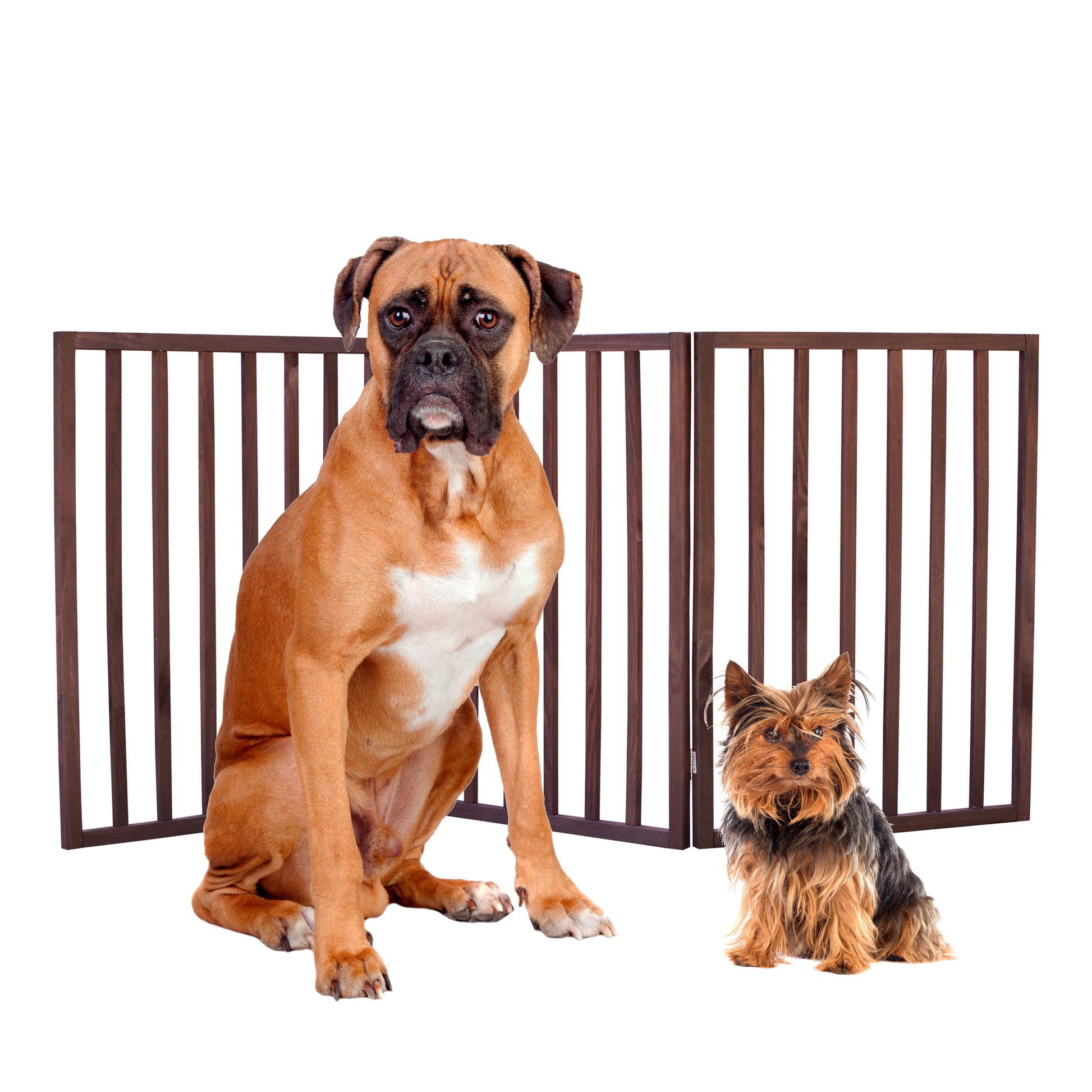 Extra Wide Folding Pet Gate in Elegant Brown - Perfect for Home Safety!