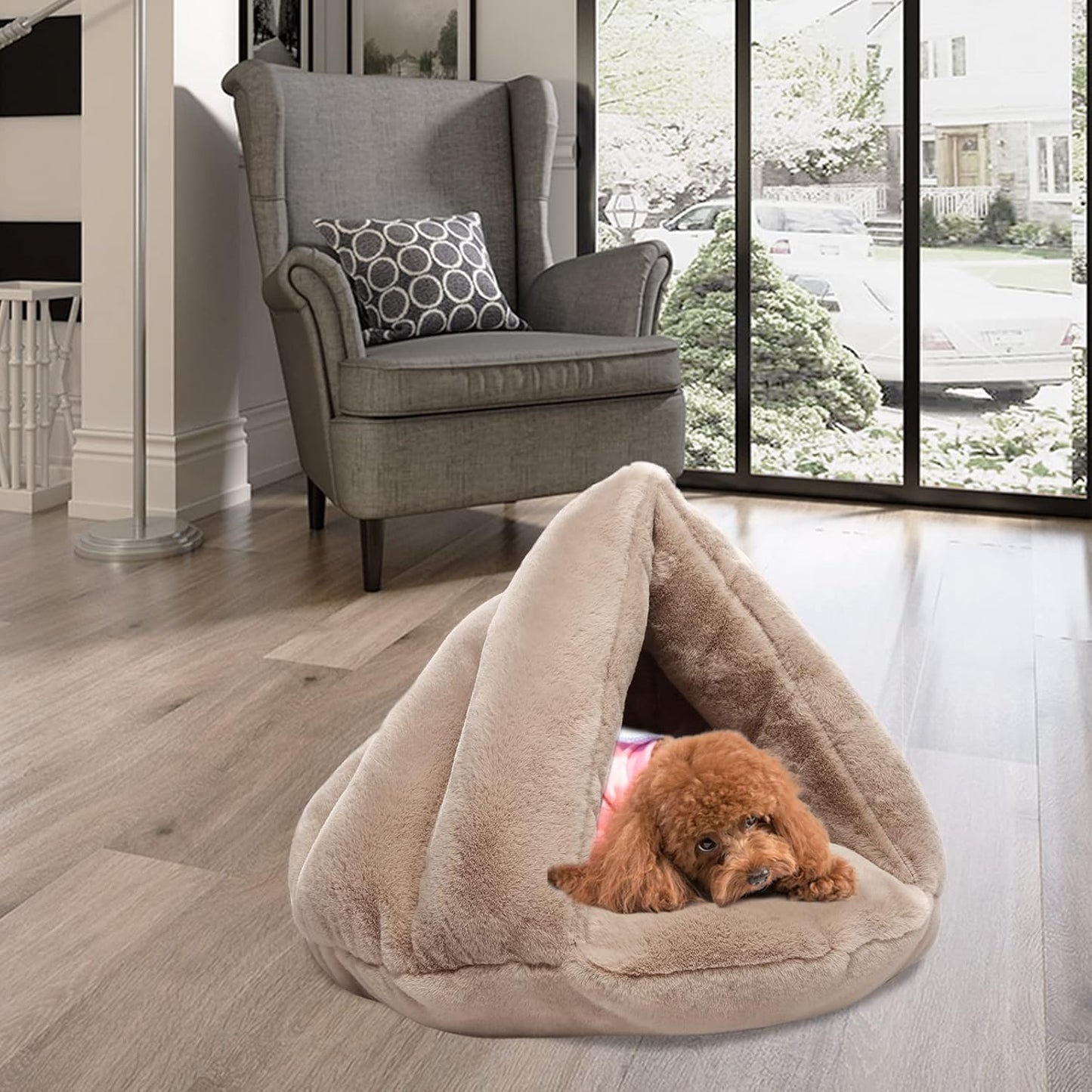 Cozy Camel Cat Tent Bed - Self-Warming Fleece Cave for Winter Comfort, Perfect for Cats and Small Pets