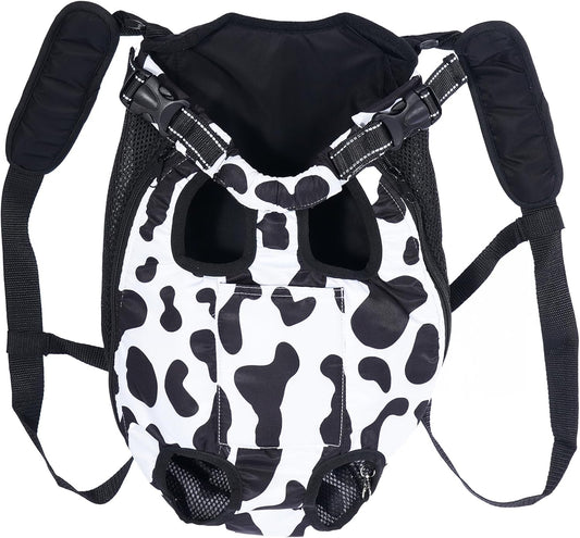 Cozy Cow Print Pet Carrier Backpack - Portable Travel Tote for Cats & Dogs, Perfect for Medium Puppies!