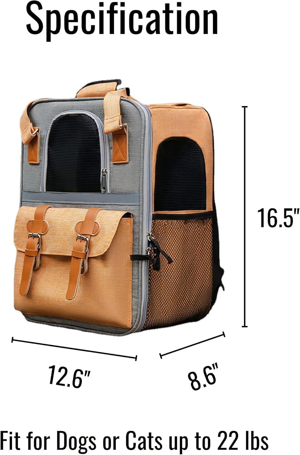 Stylish Orange Pet Carrier Backpack for Cats & Small Dogs - Perfect for Travel, Hiking & Outdoor Adventures with Comfortable Mesh Straps & Durable Oxford Cloth