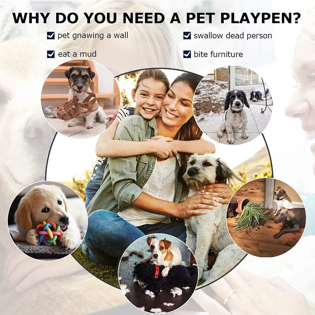 Extra Large Heavy Duty Pet Playpen - 16 Panels, 32" W x 24" H, Perfect for Dogs and Pets