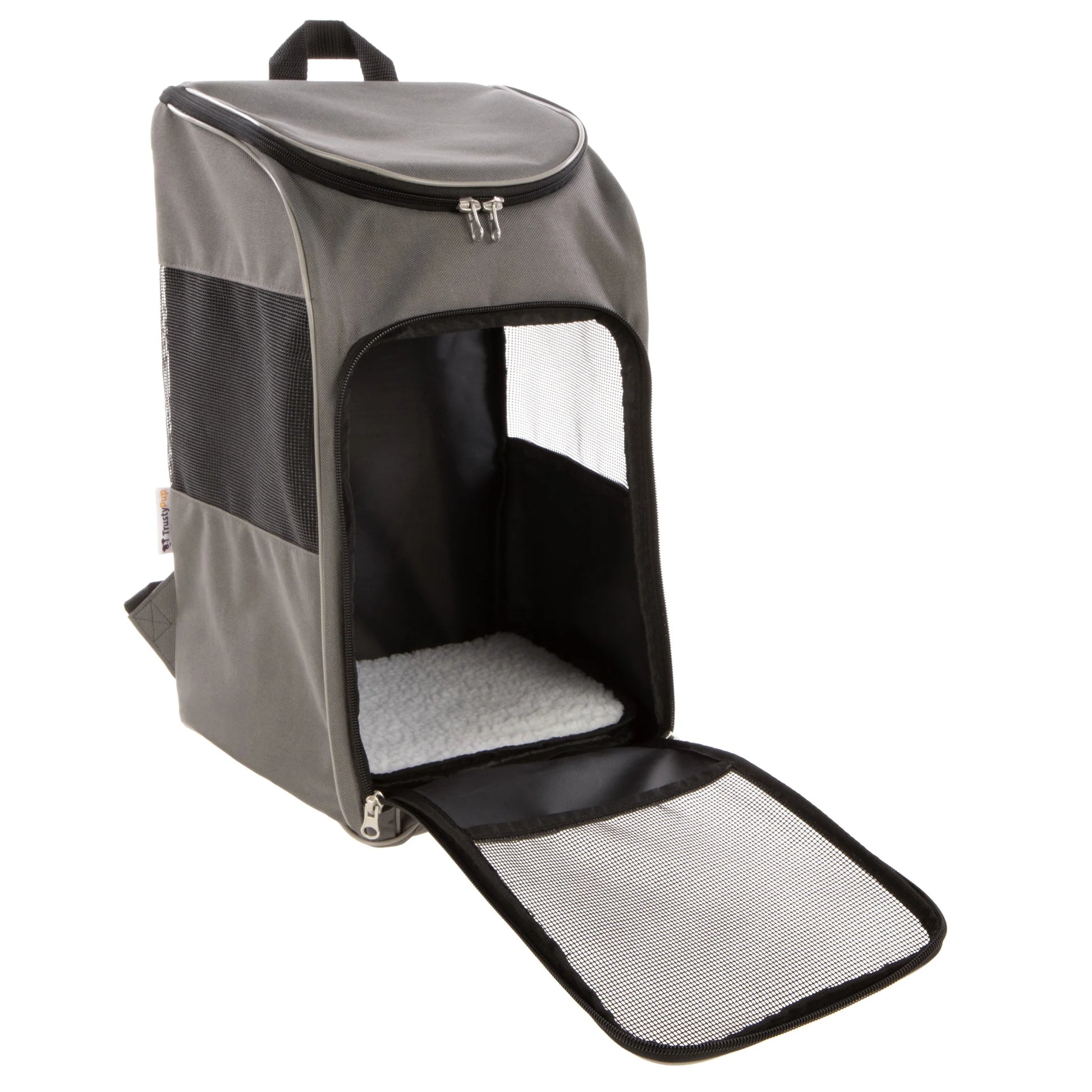 Stylish Gray Medium Pet Backpack for Cats & Dogs - Perfect for Travel (Up to 16 lbs)