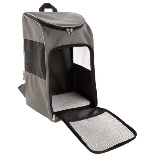 Stylish Gray Medium Pet Backpack for Cats & Dogs - Perfect for Travel (Up to 16 lbs)