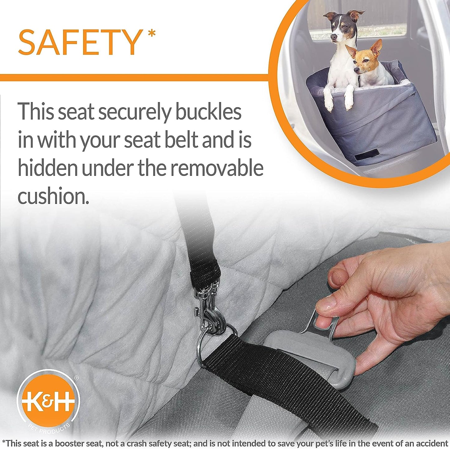 Premium Bucket Booster Dog Car Seat with Safety Leash - Washable & Sturdy Design for Small to Medium Dogs - Stylish Gray Color