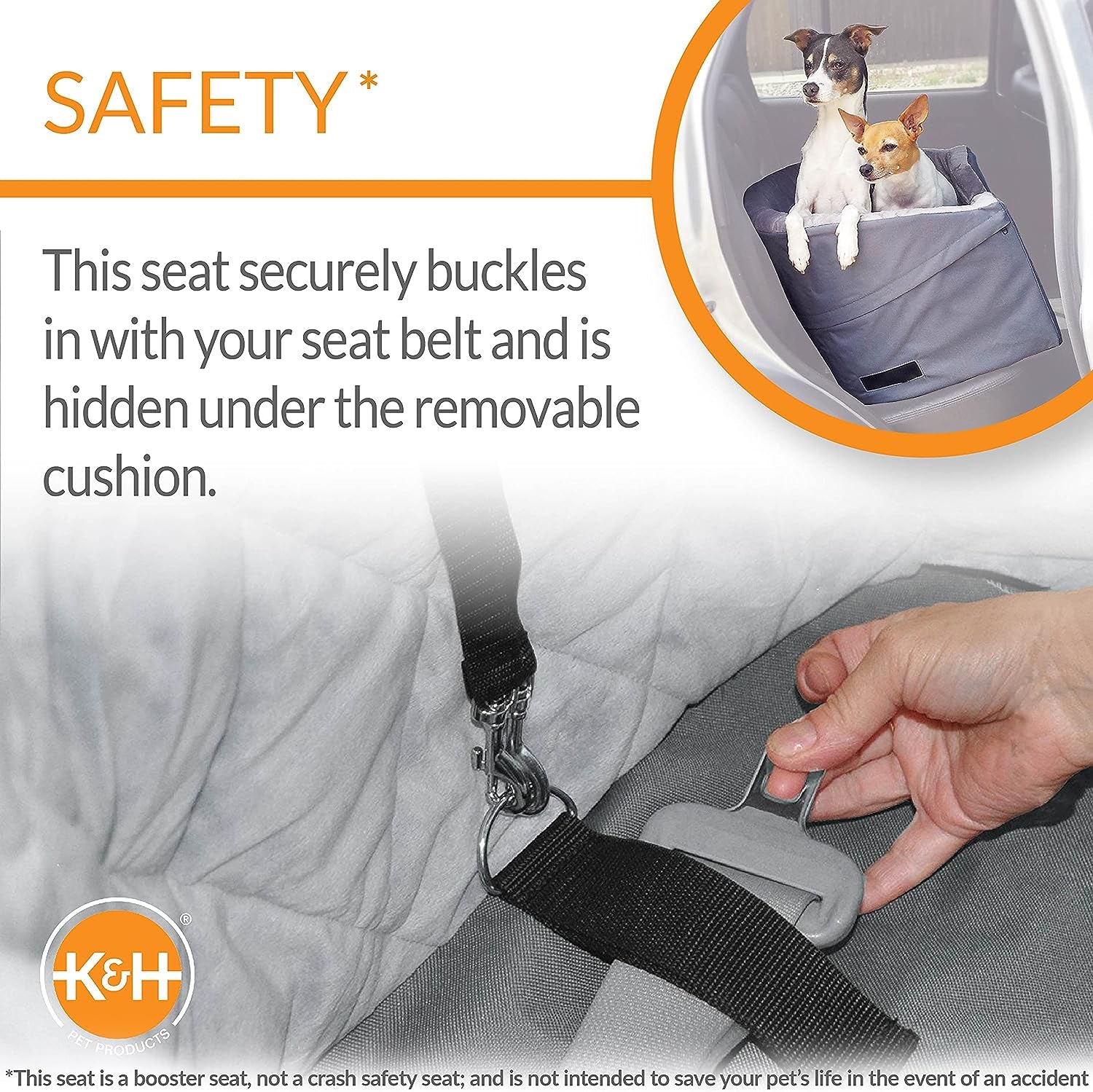 Premium Bucket Booster Dog Car Seat with Safety Leash - Washable & Sturdy Design for Small to Medium Dogs - Stylish Gray Color