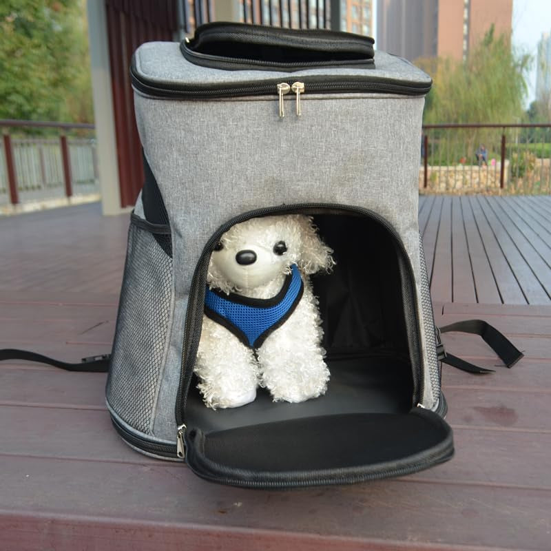 Privacy-Focused Pet Square Backpack - Stylish Carrier for Cats & Dogs, Perfect for Secret Adventures & Travel (Black, Medium)