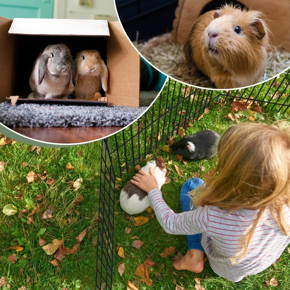 Portable Metal Playpen Dog Fence - 24 Inch Exercise Pen for Small Pets (Dog, Cat, Rabbit) - Black Kennel Cage