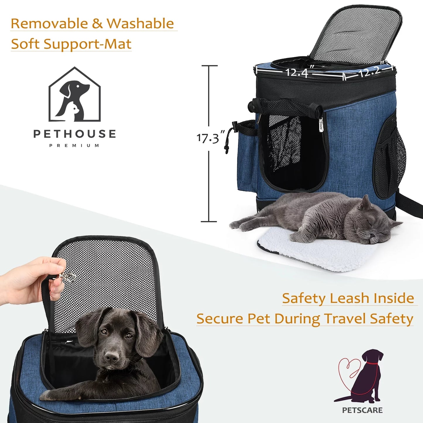 Comfortable Medium Pet Travel Backpack Carrier – Breathable Mesh with Removable Sherpa Bed for Dogs and Cats