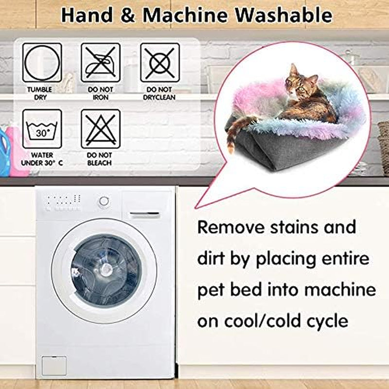 Cozy 2-in-1 Plush Pet Bed & Blanket for Cats and Small Dogs - Machine Washable Soft Fluffy Cushion in White