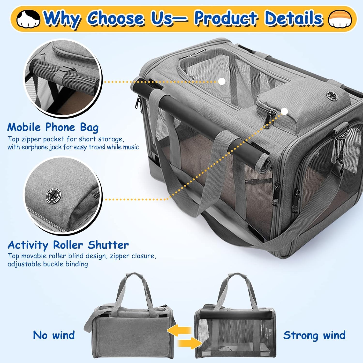 Premium Cat Carrier Set of 3 - Airline Approved, Breathable Mesh Design, Easy-Clean Dog Carrier for Small Pets with Foldable Bowl & Nameplate (Grey)