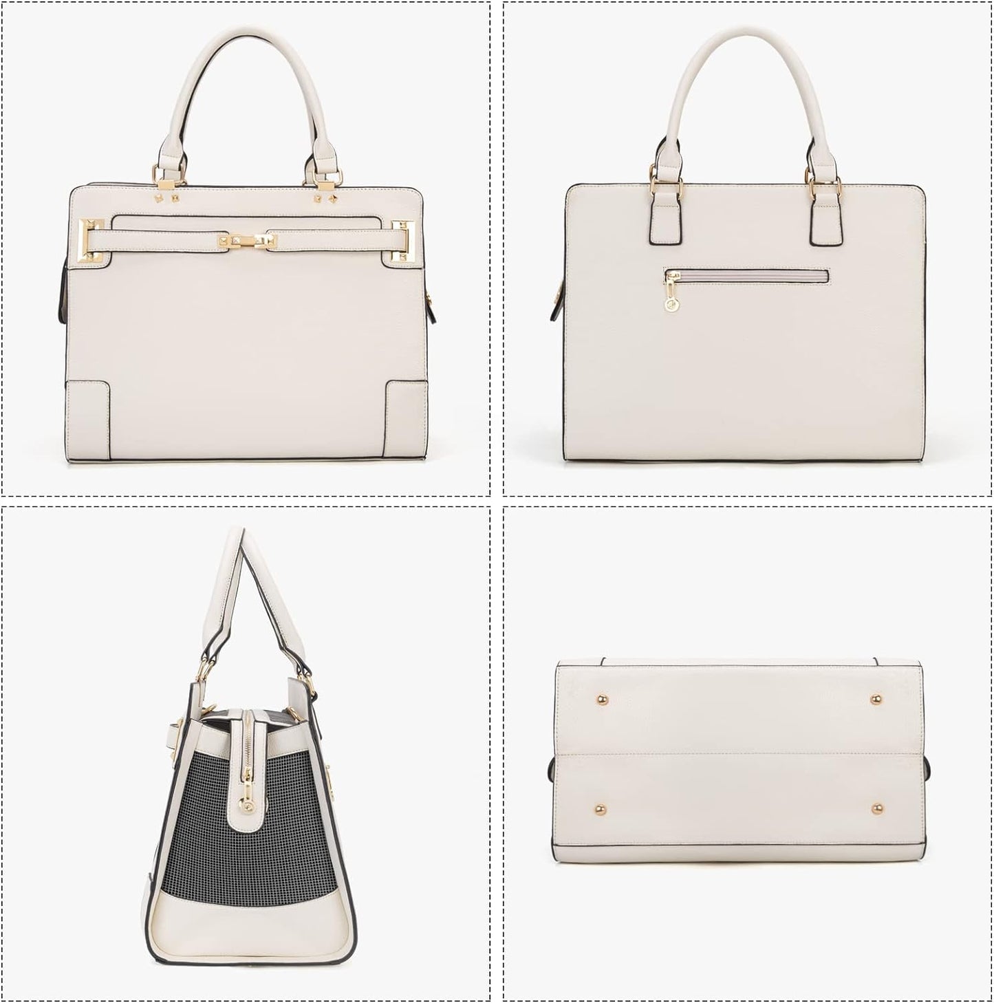 Chic Beige Soft-Sided Pet Carrier Handbag - TSA Airline Approved Tote for Small Dogs and Cats